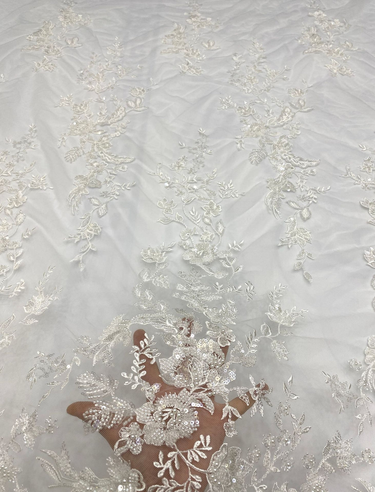 Totem Bugle Bead Sequin Fabric for Wedding Dresses — fabric photo 4