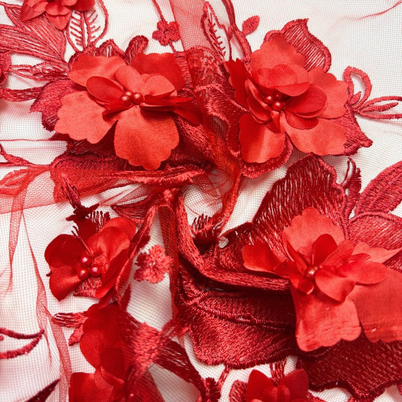 3D Sequin Embroidered Lace Fabric