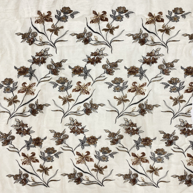 Printed Floral Sequin Embroidered Organza — fabric photo 2