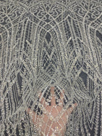 Bugle Bead & 3/5mm Sequin Embroidered Fabric — fabric photo 2