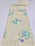Heavy Floral Sequin Embroidered Velvet-Base Fabric — fabric photo 6