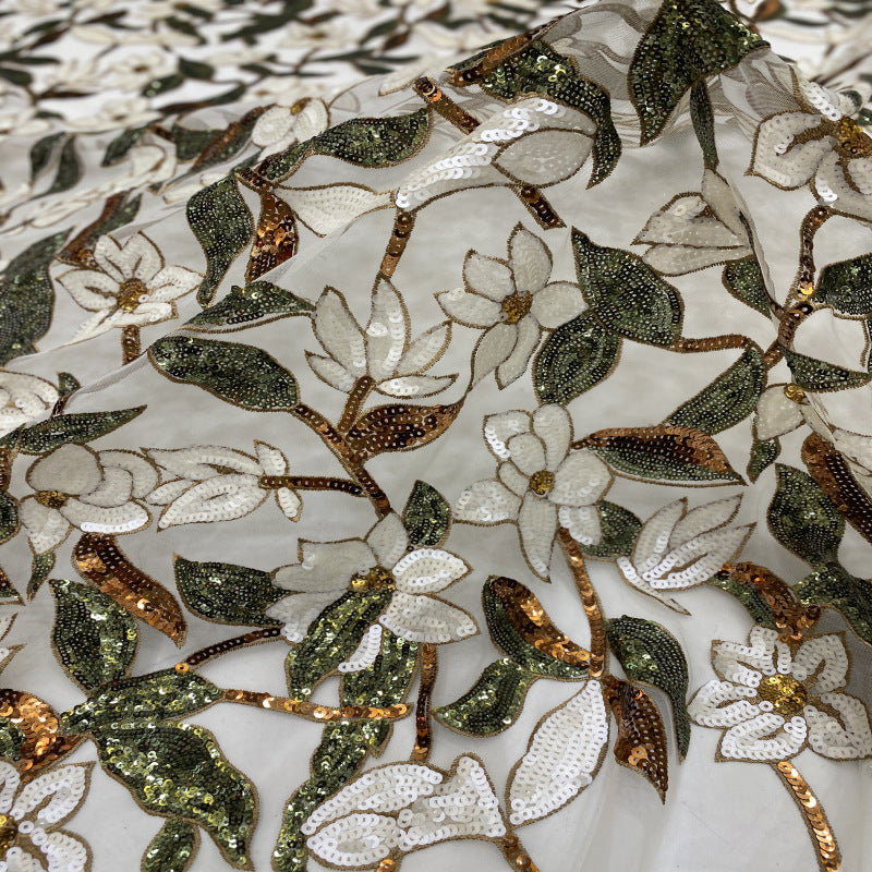 Magnolia Floral 3/5mm Sequin Fabric — fabric photo 3