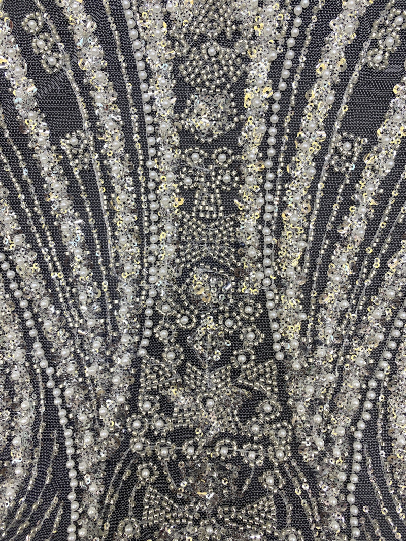 Velvet-Based Bead & Sequin Embroidery Fabric — fabric photo 3