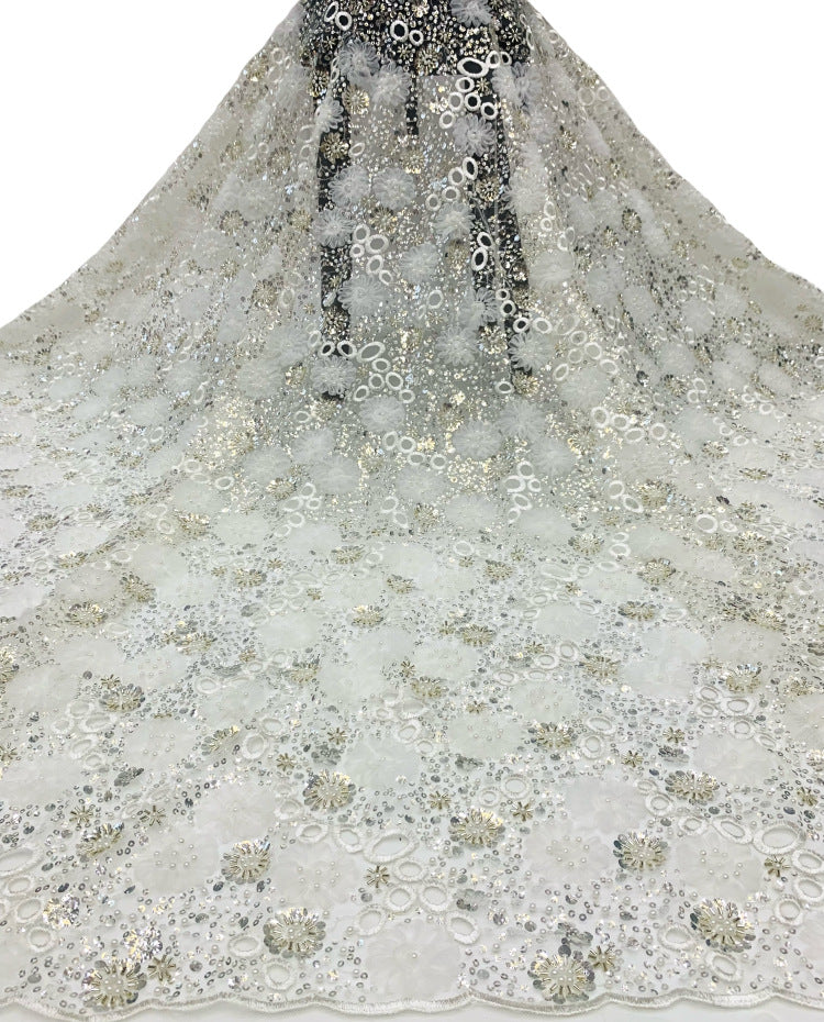 Heavy Sequin & Bugle-Bead Embroidered Bridal Fabric – Design 84255 — fabric photo 6