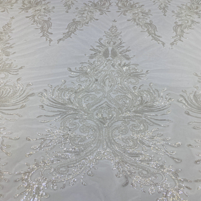Sequin Embroidered Bridal Fabric – Design 00127 — fabric photo 5