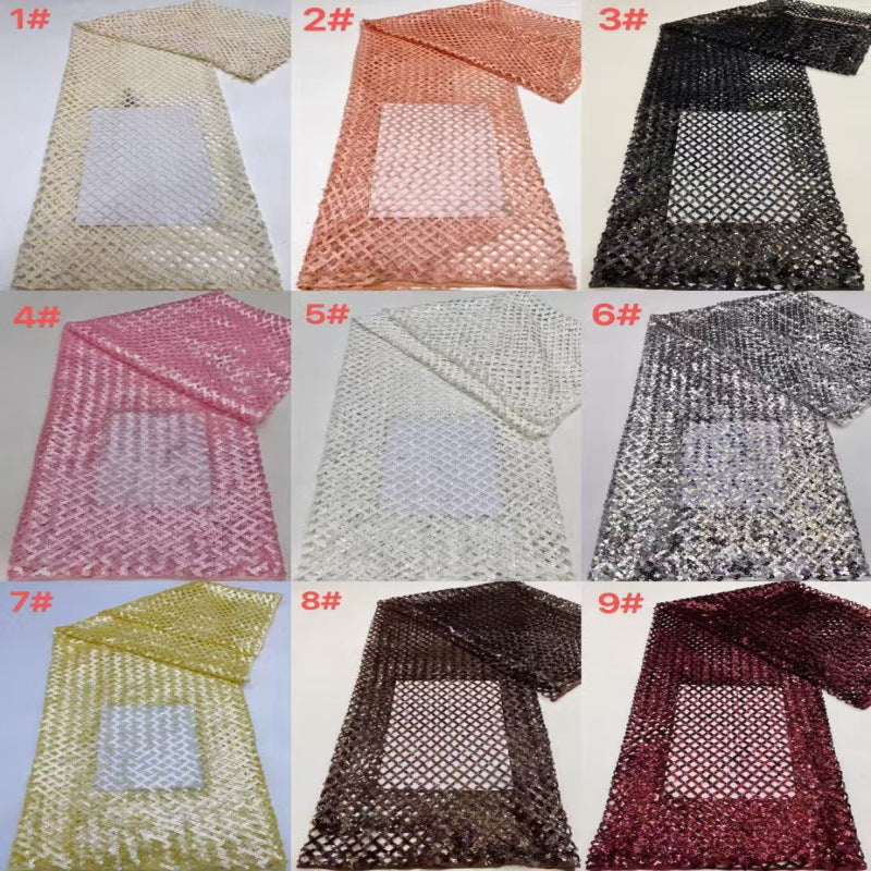 Water-Soluble Cutwork 7mm Sequin Embroidery Fabric — fabric photo 3