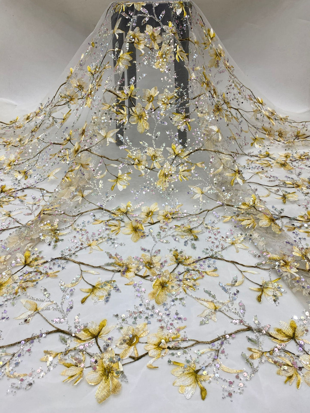 Ethnic-Style Bead Sequin Embroidery Fabric — fabric photo 6