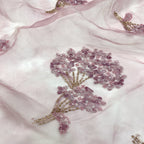 Printed Ribbon Bugle Bead Sequin Organza Fabric — fabric photo 5