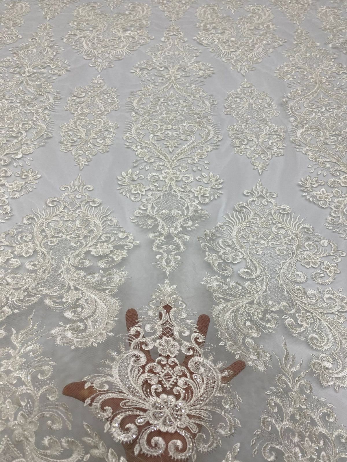 Dense Sequin Embroidered Bridal Fabric — fabric photo 4