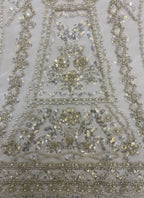 Crystal-Look Sequin & Bubble-Bead Embroidered Bridal Fabric – Design 68703 — fabric photo 5