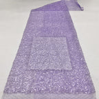 Irregular Mesh with Bugle Beads and Floral Sequin Embroidery — fabric photo 5