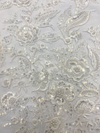 Symmetrical Botanical Beaded Sequin Lace Fabric — fabric photo 5