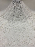 Allover Sequin & Bubble-Bead Embroidered Bridal Fabric — fabric photo 6