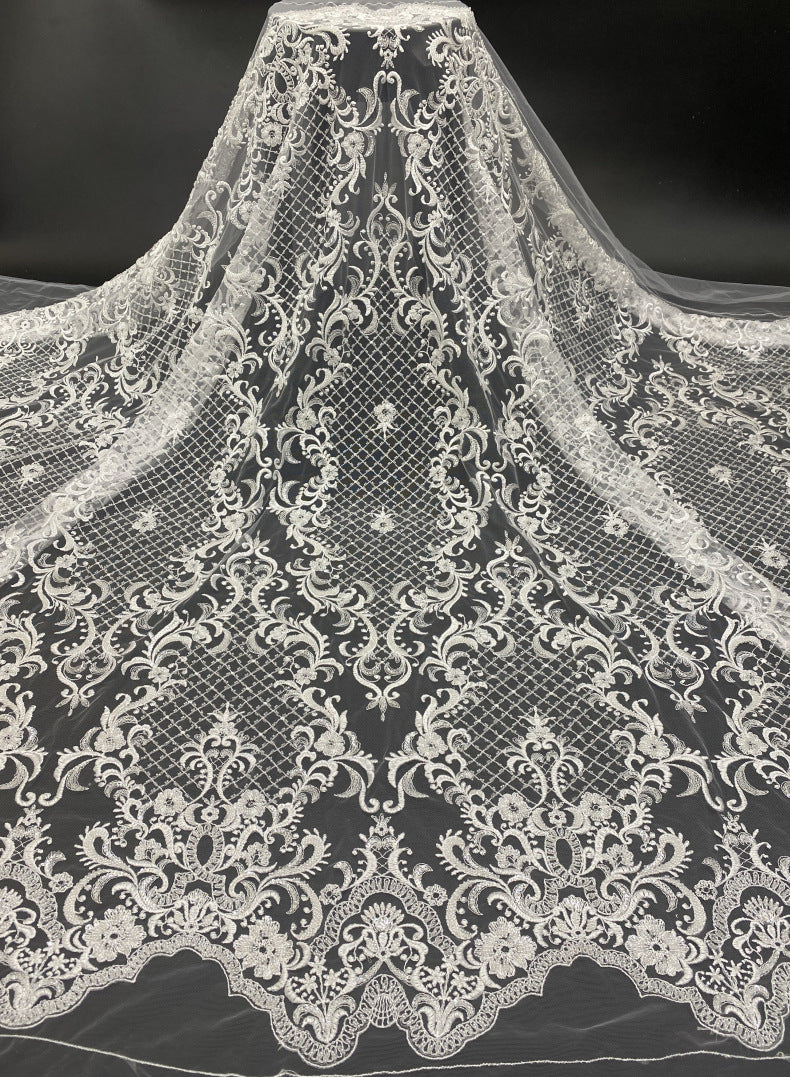 Diamond Pattern Bead Embroidery Fabric