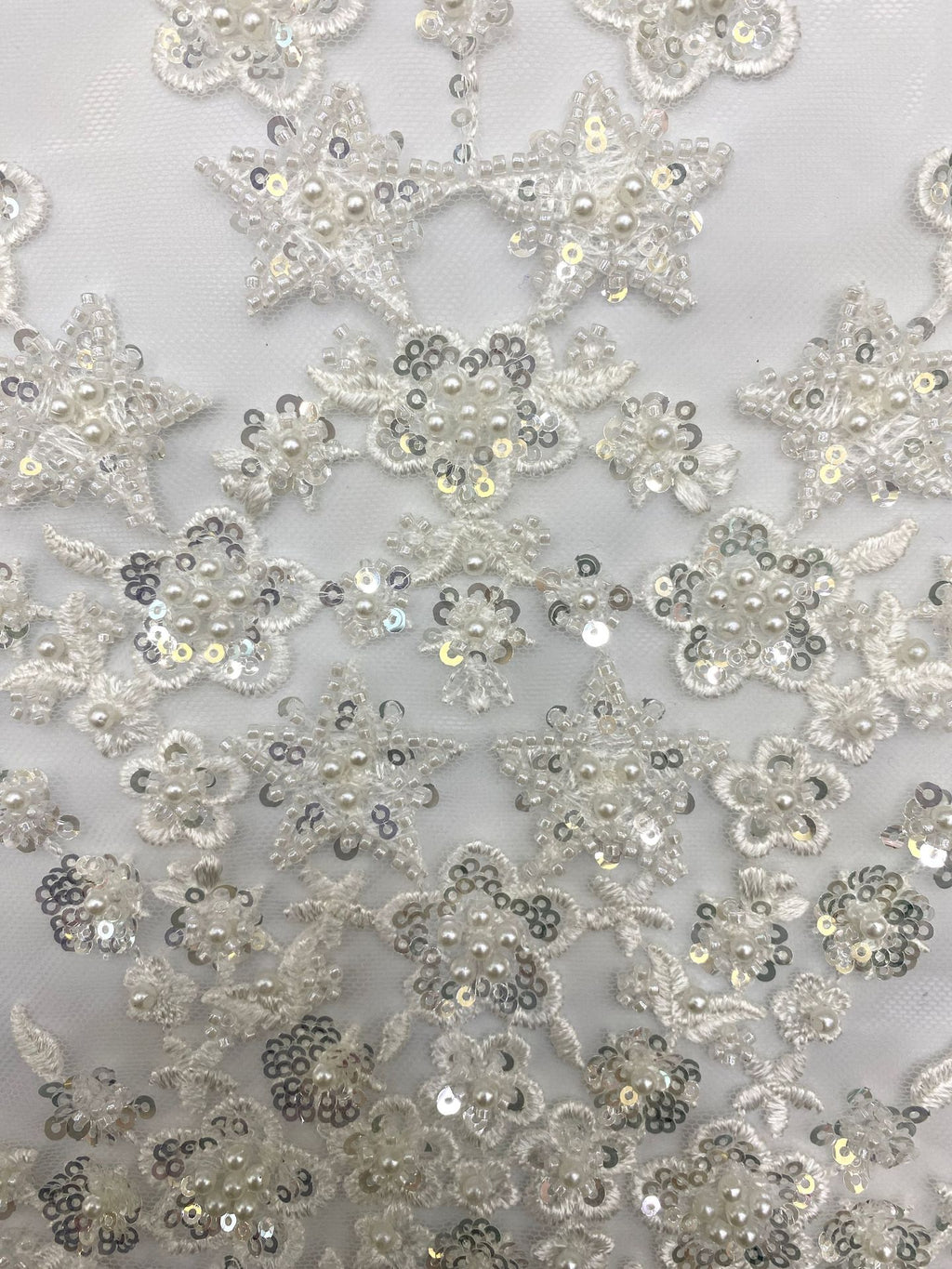 Botanical Foam Bead Embroidered Fabric with Sequins — fabric photo 5