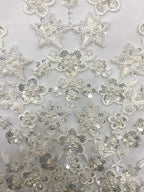 Botanical Foam Bead Embroidered Fabric with Sequins — fabric photo 5
