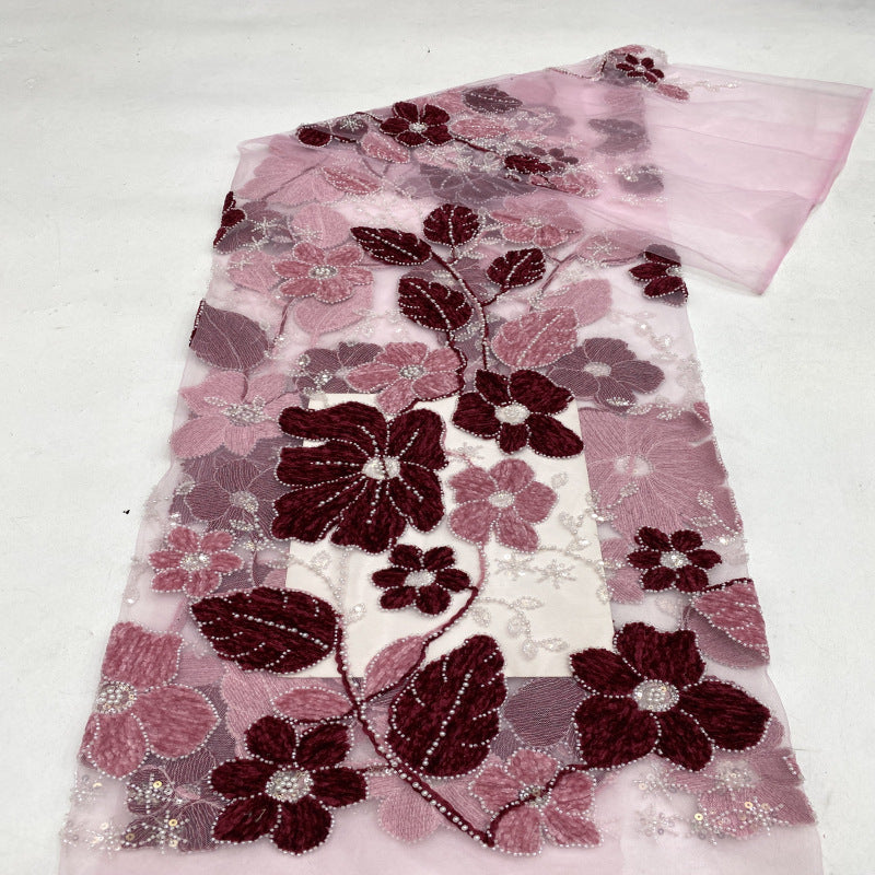 Two-Tone Rope Bead & Sequin Embroidery Fabric — fabric photo 5