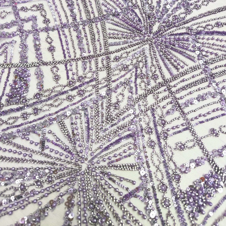 Sequin & Bugle-Bead Embroidered Tulle Mesh Fabric – Design 97663 — fabric photo 2