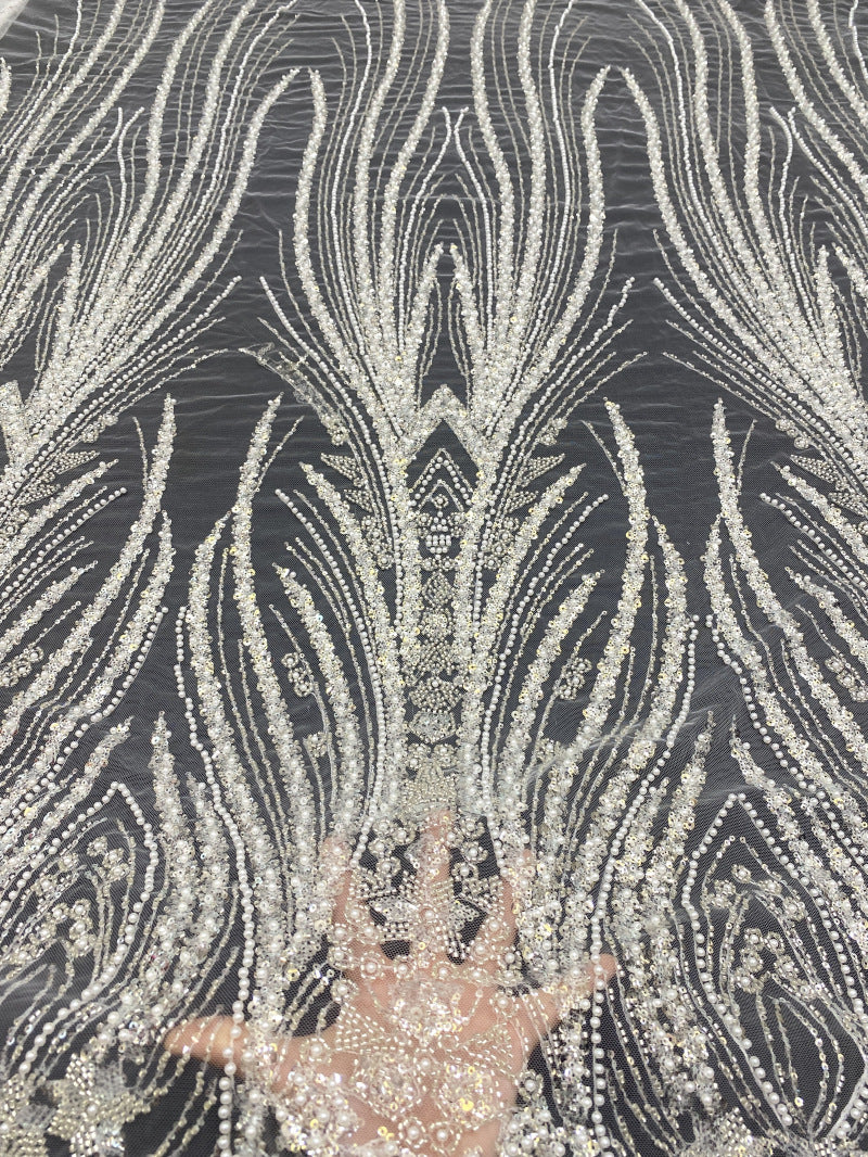 Velvet-Based Bead & Sequin Embroidery Fabric — fabric photo 2
