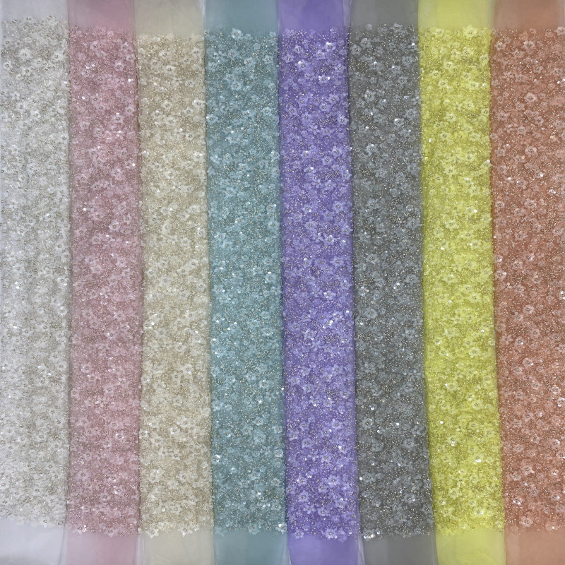 Plum Blossom Double Bead 3/7mm Sequin Fabric — fabric photo 4
