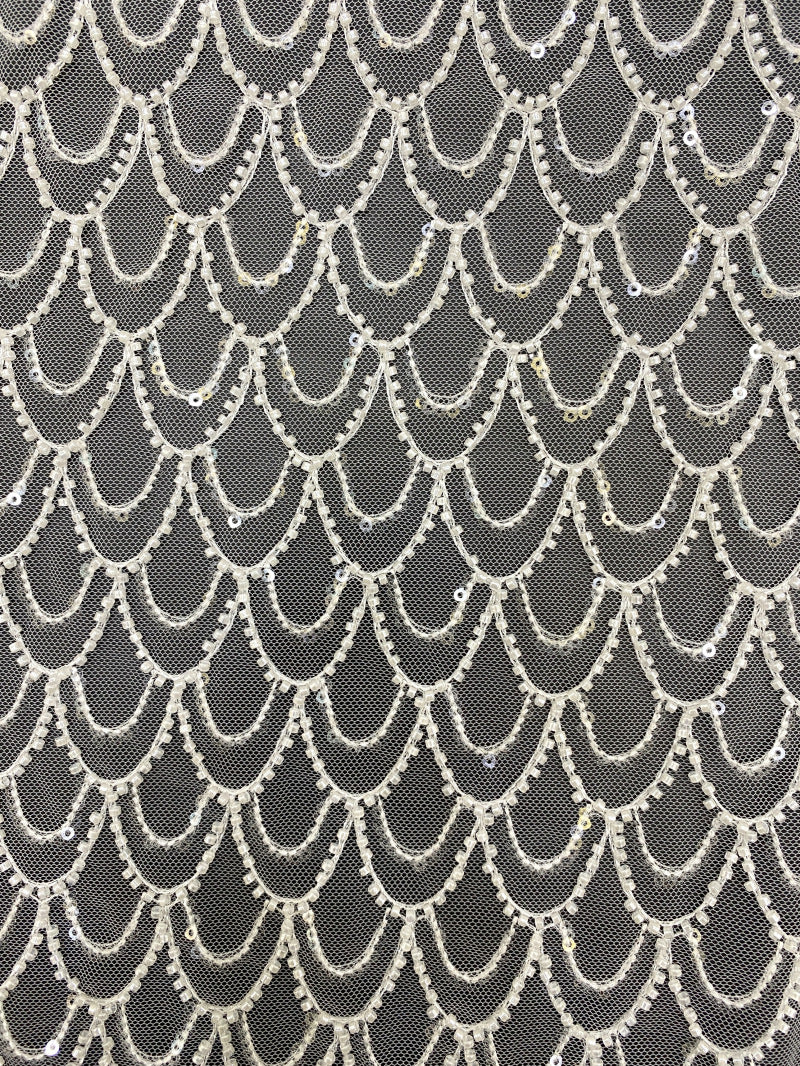 Bead & 3mm Sequin Embroidered Bridal Lace — fabric photo 2