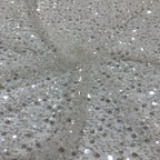 Foam and Silver Bead Sequin Mesh Fabric