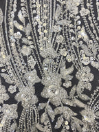 3D Floral Double Bead & 3/7mm Sequin Fabric — fabric photo 3