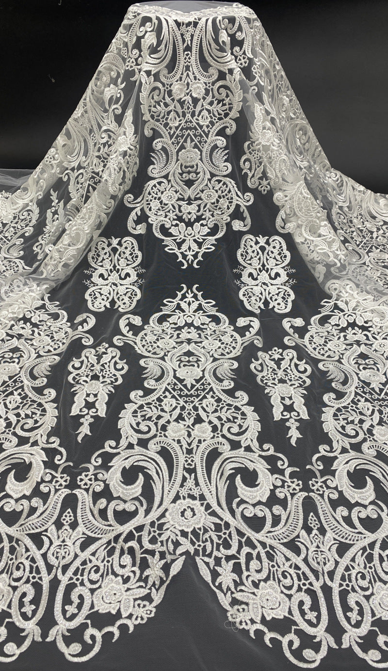 Symmetrical Sequin Embroidered Bridal Fabric – Design 51263 — fabric photo 6