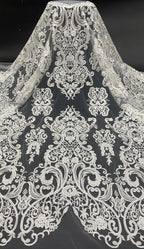 Symmetrical Sequin Embroidered Bridal Fabric – Design 51263 — fabric photo 6
