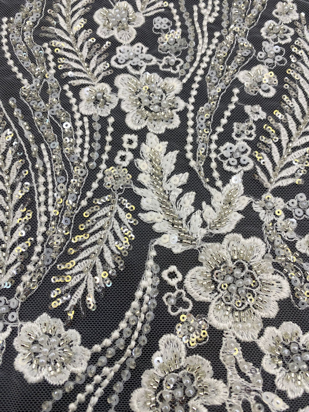 Sequin & Bubble-Bead Embroidered Bridal Fabric – Design 21887 — fabric photo 3