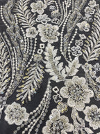 Sequin & Bubble-Bead Embroidered Bridal Fabric – Design 21887 — fabric photo 3