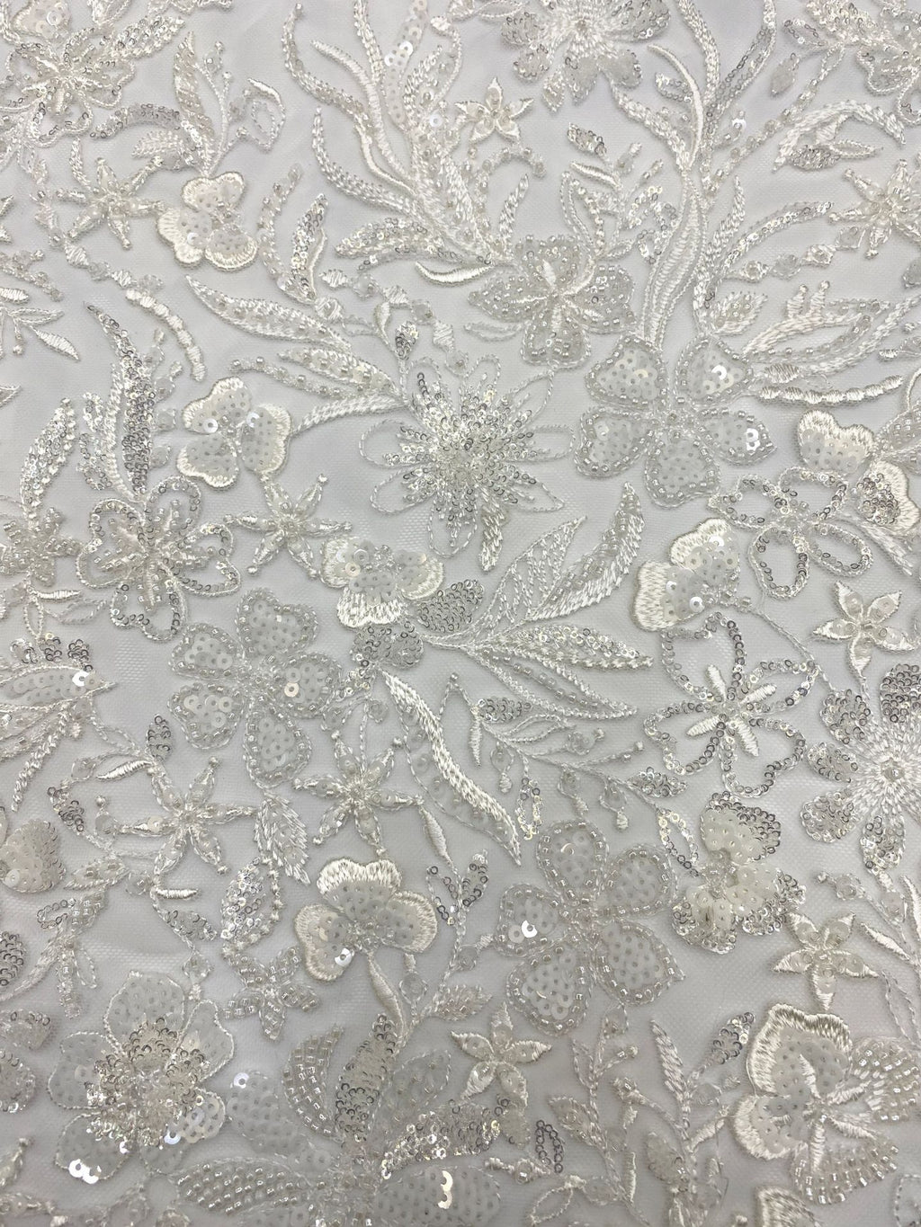 Bugle Beaded Sequin Wedding Lace Fabric — fabric photo 5