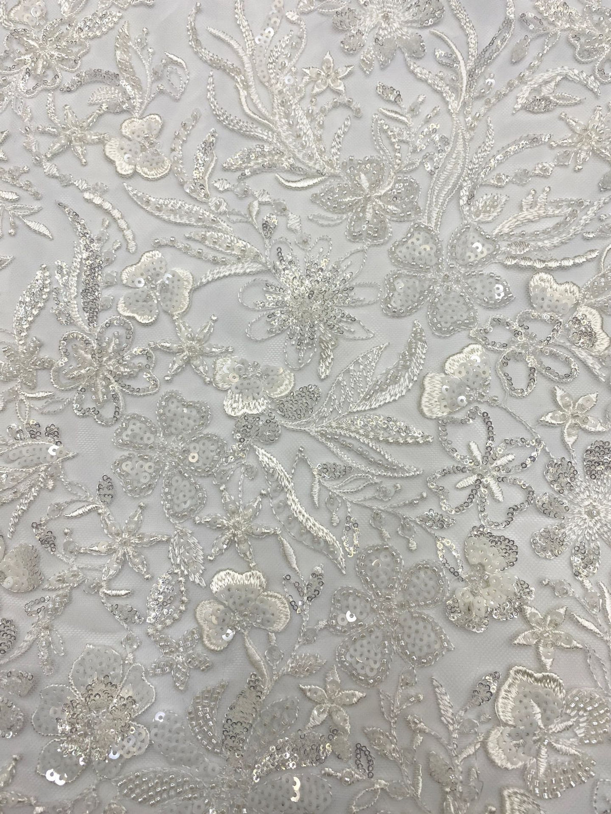Bugle Beaded Sequin Wedding Lace Fabric — fabric photo 5
