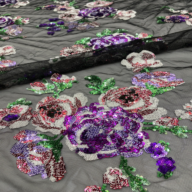 Multicolor 2/3/4/5 mm Sequin Embroidered Tulle Mesh Fabric — fabric photo 3