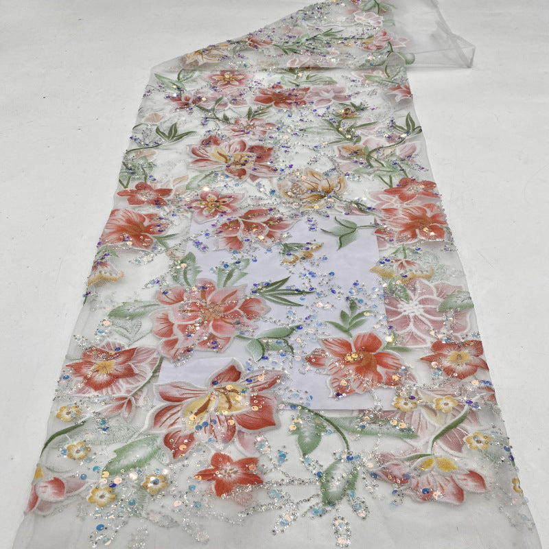 Botanical Sequin & Laser-Cut Embroidered Bridal Fabric – Design 17631 — fabric photo 2