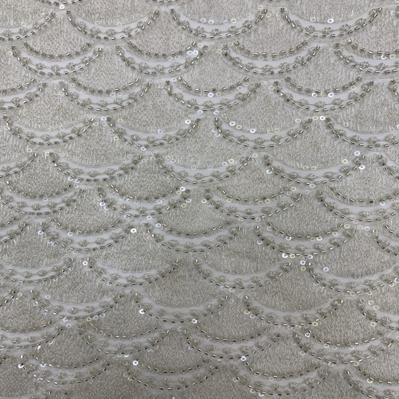 Sequin & Silver-Thread Embroidered Bridal Fabric – Design 09951 — fabric photo 3