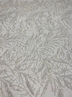 Silver Bead & Ivory 2/4 mm Sequin Embroidered Fabric — fabric photo 5