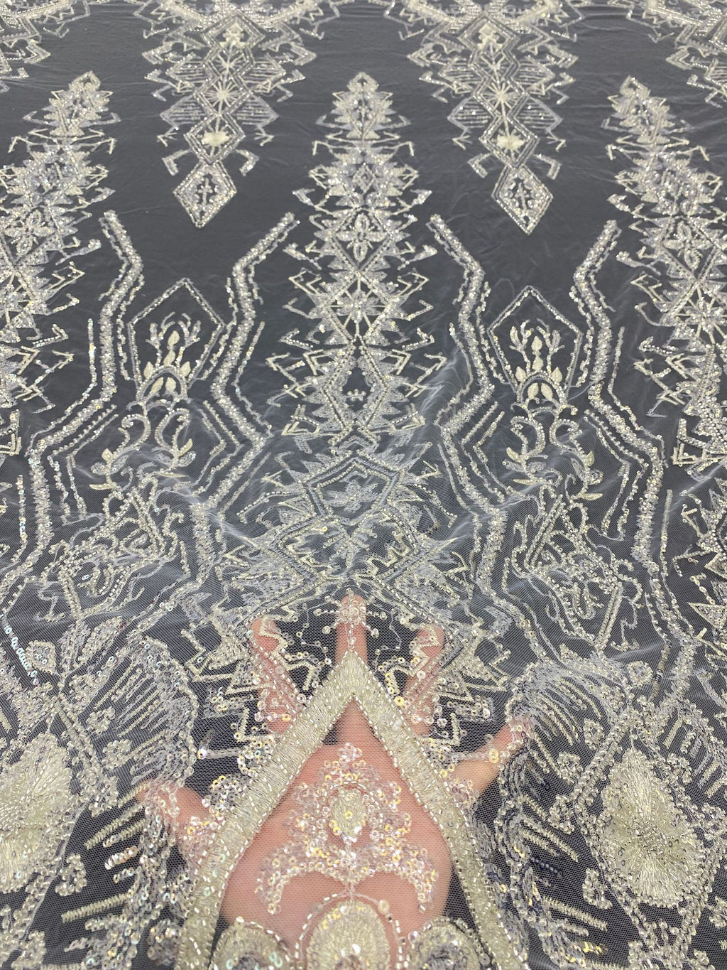 Sequin Embroidered Bridal Fabric – Design 54047 — fabric photo 4