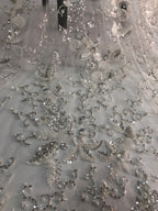 Heavy 3D Sequin & Triple-Bead Embroidered Bridal Fabric — fabric photo 3
