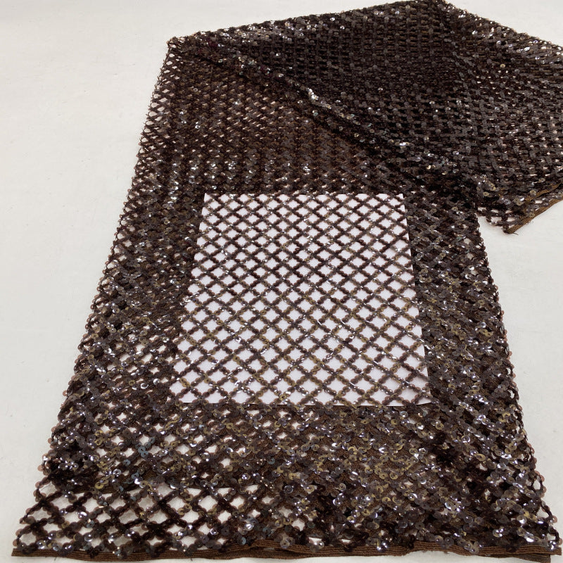 Water-Soluble Cutwork 7mm Sequin Embroidery Fabric — fabric photo 2