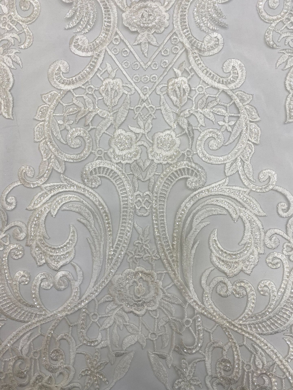 Symmetrical Sequin Embroidered Bridal Fabric – Design 51263 — fabric photo 5