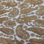 Paisley Cordwork & Gold-Thread Embroidered Bridal Fabric — fabric photo 3