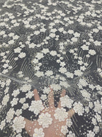 Geometric Floral Bead & Sequin Embroidery Fabric — fabric photo 2