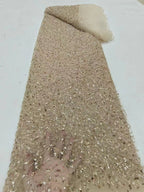 Random Mesh Bugle Bead 3/5mm Sequin Bridal Fabric — fabric photo 2