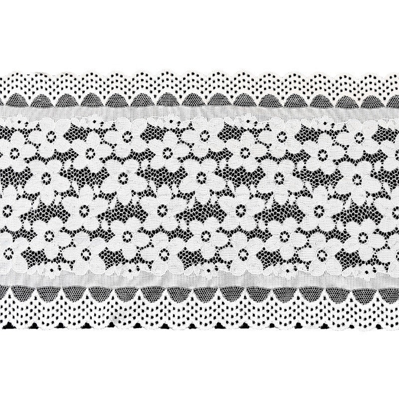 Five-Petal Floral Textured Stretch Nylon-Spandex Lace Trim 18.5 cm — fabric photo 4