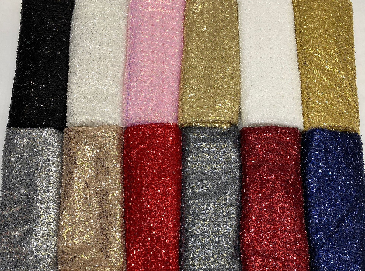 Bugle Bead & Foam Bead Sequin Fabric for Dresses — fabric photo 5