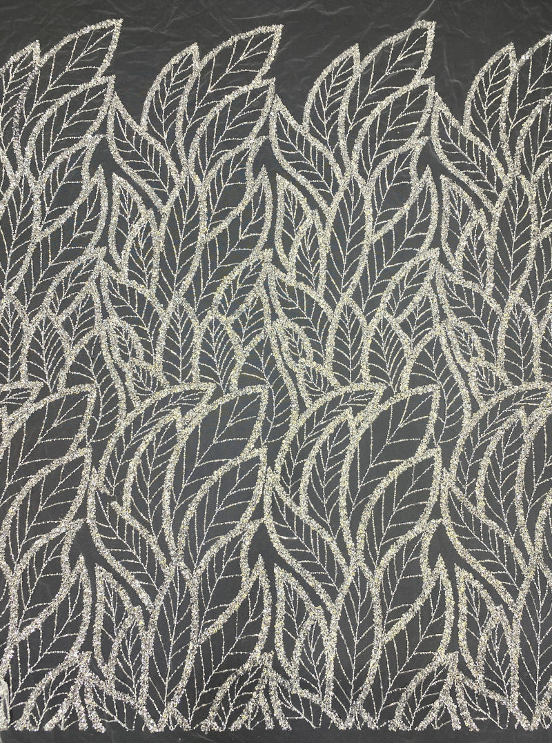 Dense Bead Embroidery & Sequin Fabric for Bridal Gowns