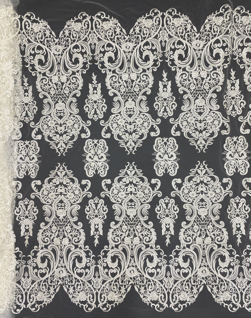 Symmetrical Sequin Embroidered Bridal Fabric – Design 51263