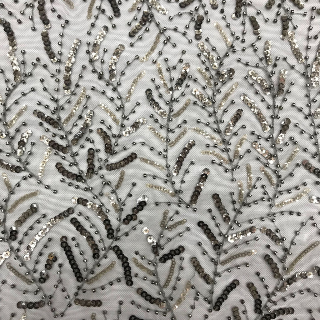 Gray Seed Bead & 3/5mm Sequin Fabric — fabric photo 3