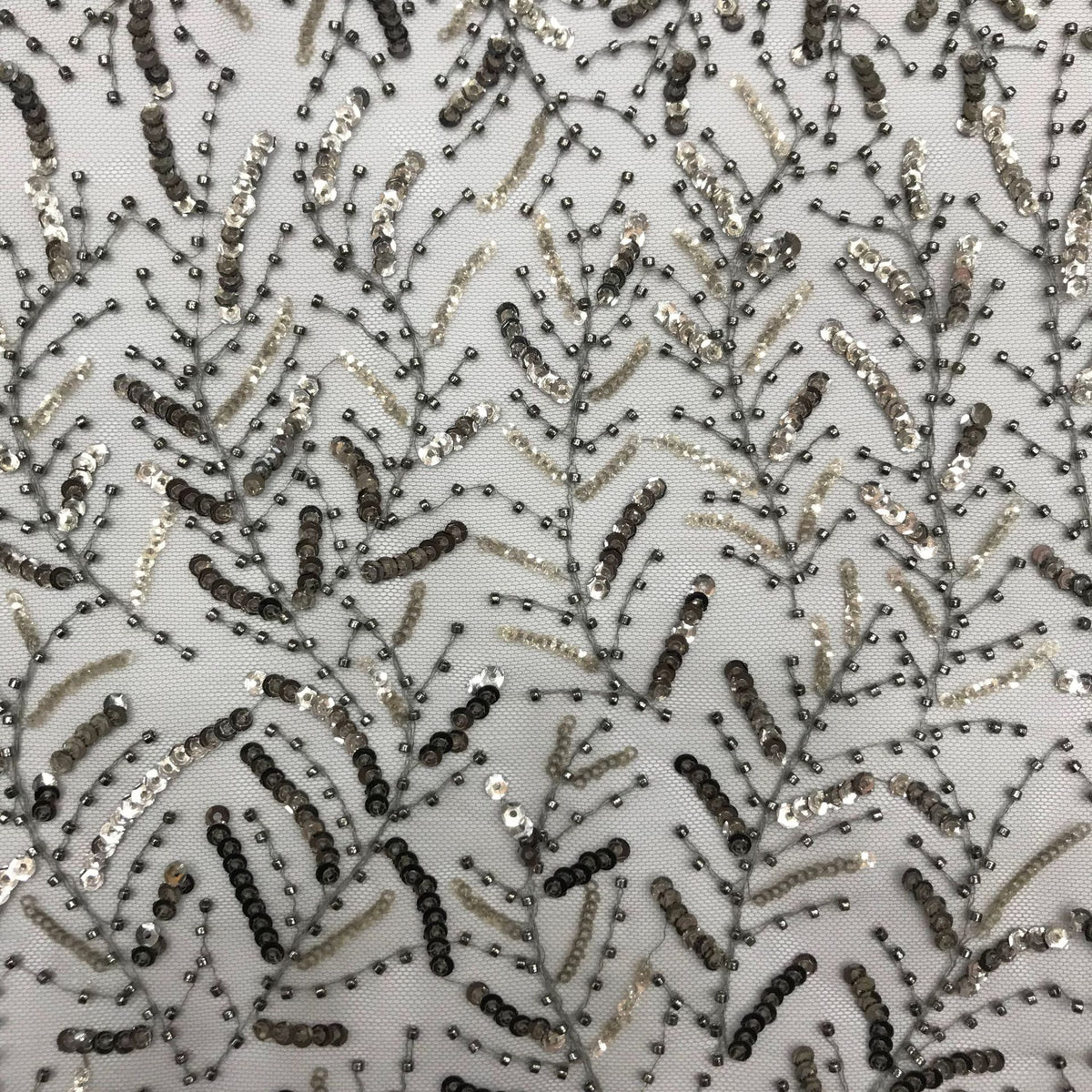 Gray Seed Bead & 3/5mm Sequin Fabric — fabric photo 3